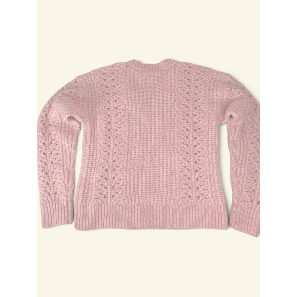 Lucky Brand Pink V-neck Pointelle & Cable Pullover Sweater‎ Size M Collegiate